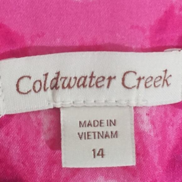 Coldwater Creek Pink Art to Wear Twill Blazer Jacket Size 14 3/4 Sleeve - Picture 5 of 7